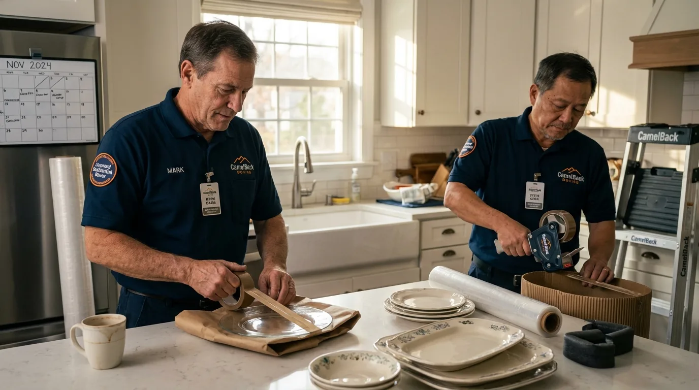 Professional crew packing kitchen dishware in Saylorsburg, PA