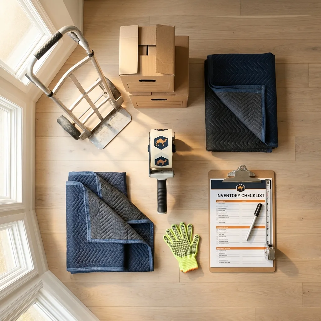 Professional moving supplies and packing materials layout for Saylorsburg residential relocations